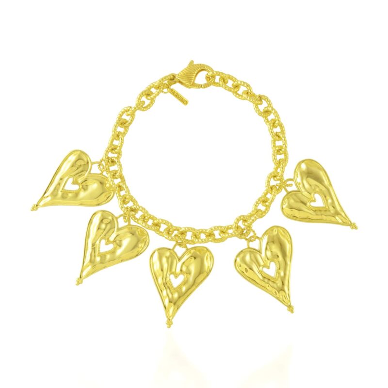 Shiny gold heart-shaped pendant necklace with a chunky chain, perfect Indian jewelry accessory with heart motif. Ideal for traditional or festive occasions, handcrafted gold jewelry.