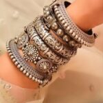 Vintage Indian silver jewelry bangles, traditional silver armlets and oxidized jewelry set for women, authentic handcrafted Indian jewelry collection from Kurabels.